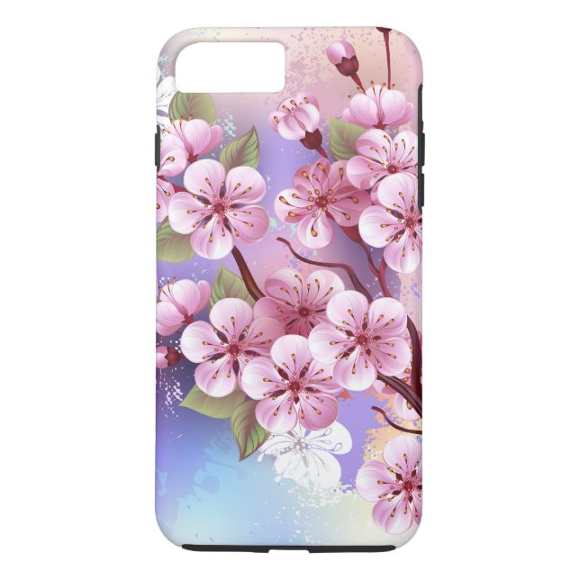 Capa Para iPhone, Case-Mate Sakura rosa no fundo da pintura (Verso)