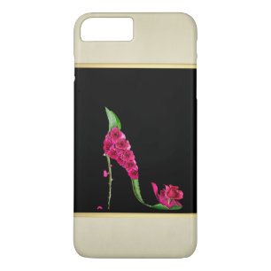 Capa iPhone 8 Plus/7 Plus Salto Feminino Moderno e Elegante, Preto, Creme, F