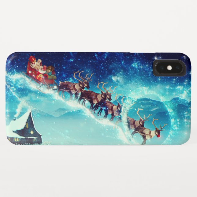Capa Para iPhone, Case-Mate Santa Claus Flying with Reindeer (Verso (Horizontal))