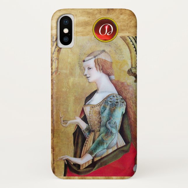 Capa Para iPhone, Case-Mate SANTO MARY MAGDALENE - Bergaminho Ruby Gem Monogra (Verso)