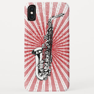 Capa Para iPhone XS Max Saxofone no Sunburst do vermelho do Grunge