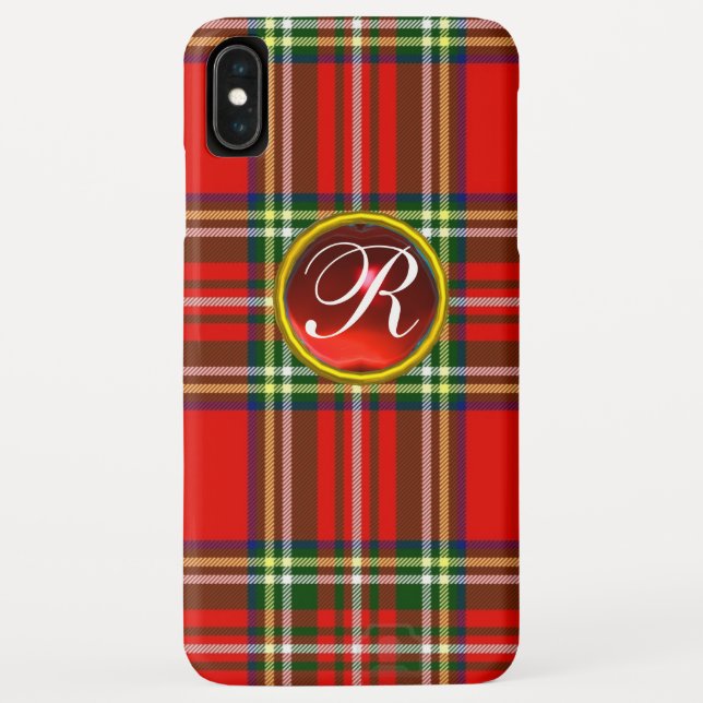 CAPA PARA iPhone, Case-Mate  SCOTTISH TARTAN E RED RUBY GEMSTONE MONOGRAMA (Verso)