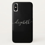 Capa Para iPhone Da Case-Mate Script Chic Clássico Branco Moderno Elegante<br><div class="desc">Capa de telefone de Nome de Script Chic Elegante Moderno e Branco Preto Personalizado. Personalize-o com o seu nome para um design exclusivo de cinta.</div>