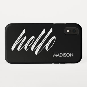 Capa Para iPhone Da Case-Mate Script Chic Hello e seu nome Black White