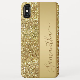 Capa Para iPhone Da Case-Mate Script de Nome do Monograma Glitter Dourado Giram