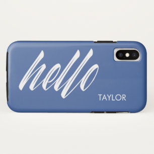 Capa Para iPhone Da Case-Mate Script Hello com nome personalizado azul