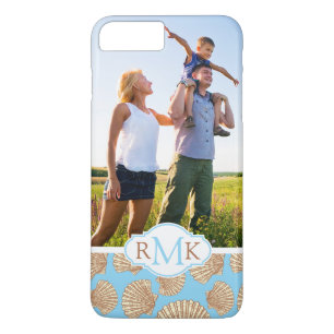 Capa iPhone 8 Plus/7 Plus Seashell Pattern do vintage seus foto & monograma