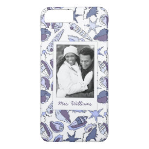 Capa iPhone 8 Plus/7 Plus Seashells de Lavendar   seus foto & nome