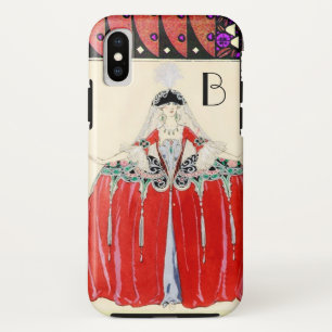 CAPA PARA iPhone XS SENHORA EM VERMELHO, FASHION COSTUME DESIGN MONOGR