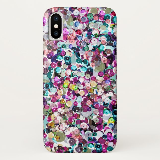 Capa Para iPhone, Case-Mate Sequins femininos Bling do falso do arco-íris (Verso)