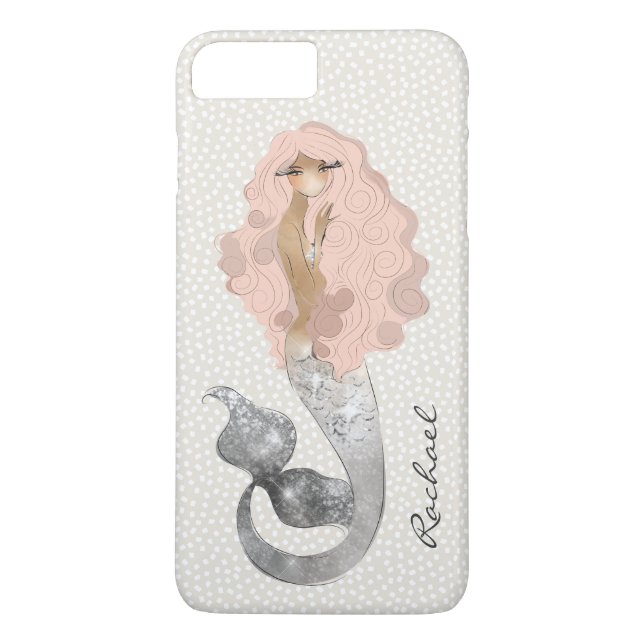 Capa Para iPhone, Case-Mate Sereia com cabelo rosa e seu monograma (Verso)