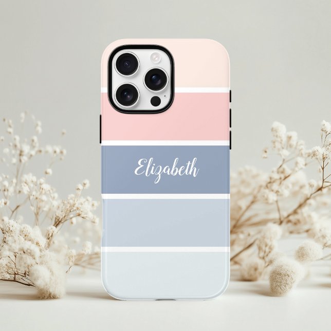 Capa Para iPhone, Case-Mate Serenos Céus Azul Empoeirado Rubor Listras Persona (Criador carregado)