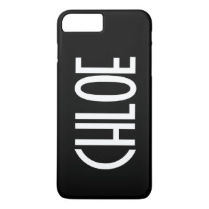 Capa iPhone 8 Plus/7 Plus Seu Nome, Texto Branco Negrito   Preto