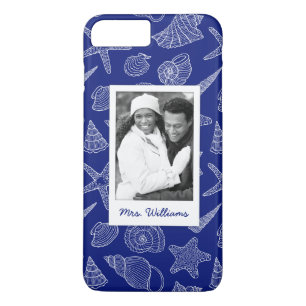 Capa iPhone 8 Plus/7 Plus Shell azul brilhante modela   seus foto & nome