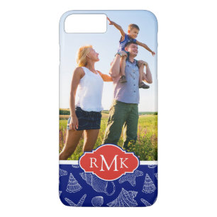 Capa iPhone 8 Plus/7 Plus Shell azul modela   seus foto & monograma