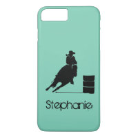 Silhueta de Barrel Racing Girl em um cenário verde