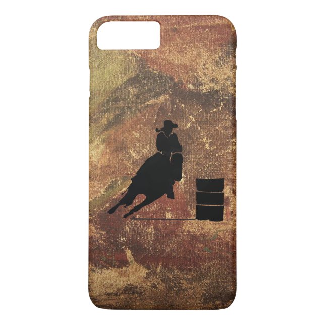 Capa Para iPhone, Case-Mate Silhueta de Barrel Racing Girl em uma textura verd (Verso)