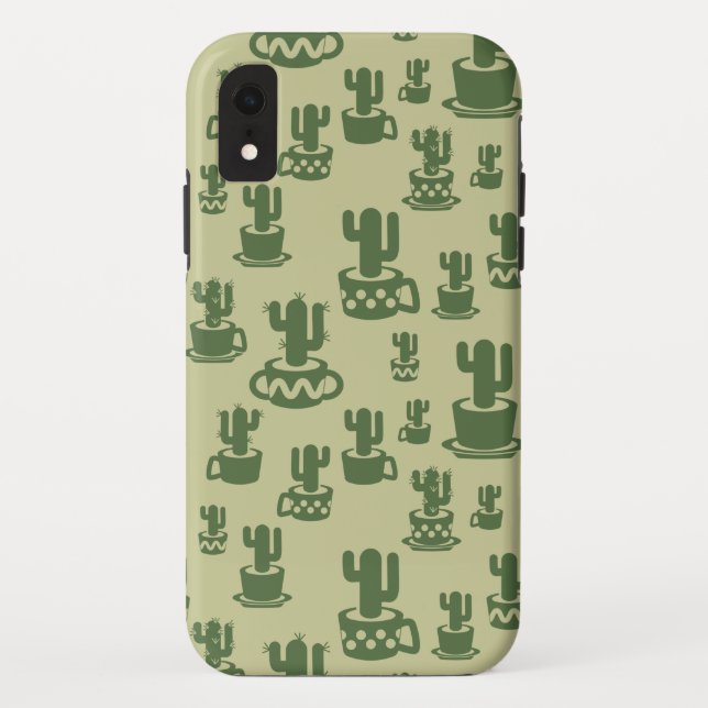 Capa Para iPhone, Case-Mate Silhueta de cacto suculento em xícaras e vasos (Verso)