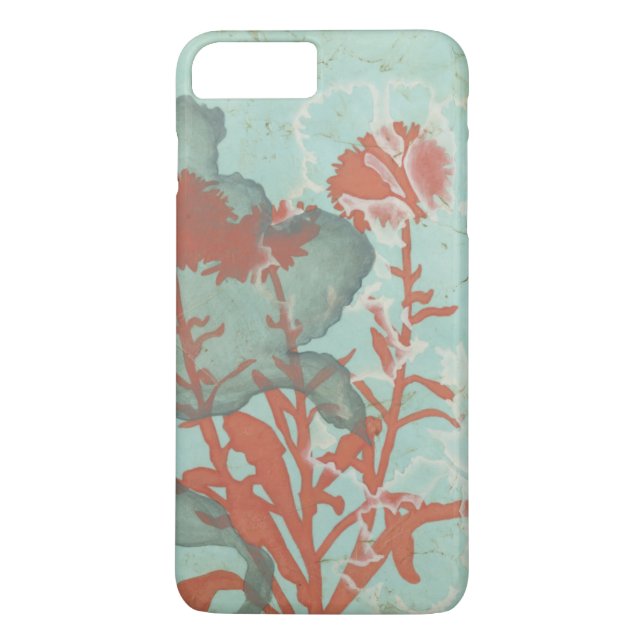Capa Para iPhone, Case-Mate Silhueta de Flores Vermelhas em Fundo Teal (Verso)