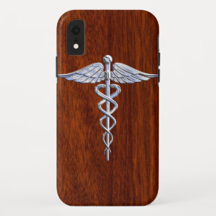Capa Para iPhone Da Case-Mate Silver Como Caduceus Símbolo Médico Mahogany Impre