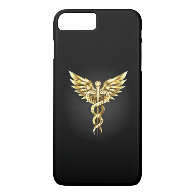 Capa Para iPhone, Case-Mate Símbolo Caduceu Poligonal Dourado (Verso)
