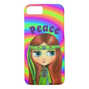 Capa iPhone 8/7 Símbolo de banda larga de paz de Hippie Verde