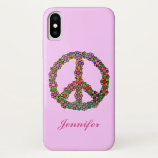 Capa Para iPhone Da Case-Mate Símbolo de sinal de paz da Flor, rosa, personaliza
