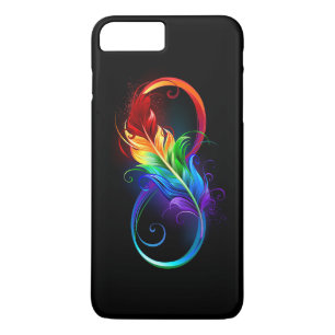 Capa iPhone 8 Plus/7 Plus Símbolo do Infinito com Pena de Arco-íris