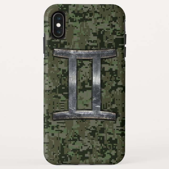 Capa Para iPhone, Case-Mate Símbolo Gemini Zodiac na Camo Digital Verde (Verso)