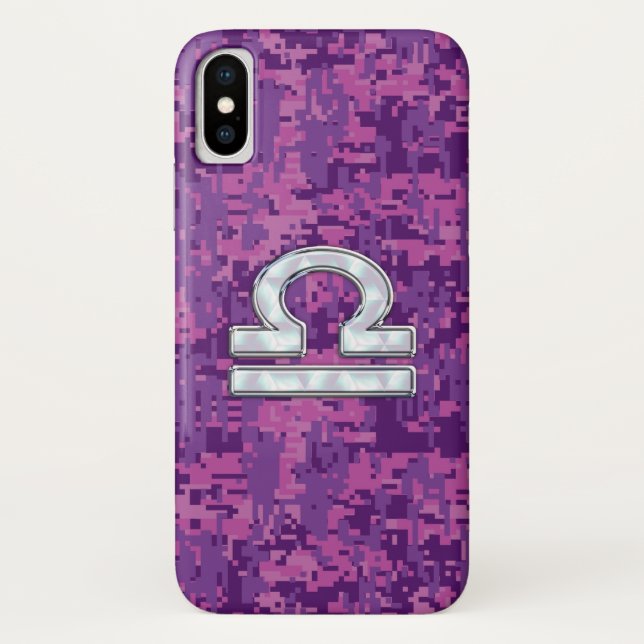 Capa Para iPhone, Case-Mate Símbolo libra zodiac na Camo Digital Rosa (Verso)