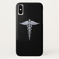 Símbolo médico de Caduceus a preto
