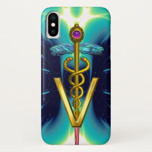 Capa Para iPhone Da Case-Mate SÍMBOLO VETERINÁRIO CADUEUS ouro / Azul Teal