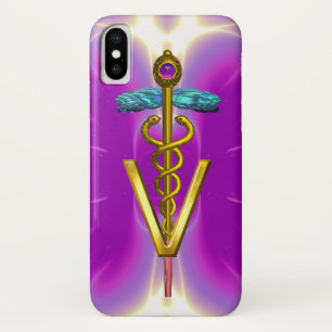 Capa Para iPhone Da Case-Mate SÍMBOLO VETERINÁRIO CADUEUS ouro / Fúcsia rosa