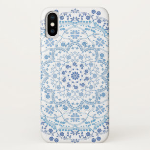 Capa Para iPhone Da Case-Mate Simples Blue E White Elegante Floral Mandala
