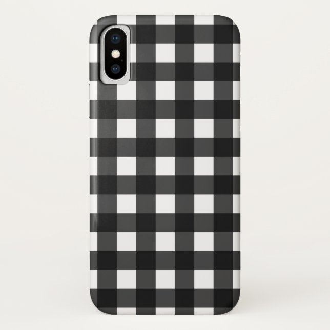 Capa Para iPhone, Case-Mate Simples Gingham Preto e Branco (Verso)