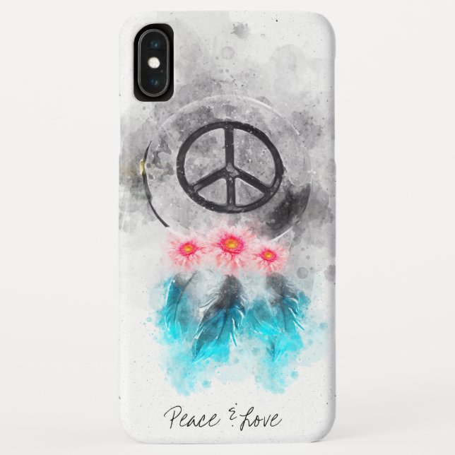 Capa Para iPhone, Case-Mate *~* Sinal de Paz Penas Flores GrungeTribal Boho (Verso)
