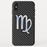 Capa Para iPhone XS Max Sinal de Virgo Zodiac na Fibra de Carbono Preto<br><div class="desc">Um Sinal de Virgo Zodiac num fundo de impressão de design de textura de fibra de carbono. Um design moderno urbano para uma ideia personalizada de presente de dispositivo excelente. Use o link "Perguntar a este Designer" para entrar em contato conosco com suas solicitações especiais de design ou para obter...</div>