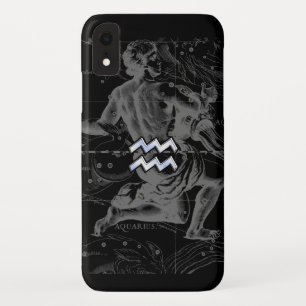 Capa Para iPhone XR Sinal do zodíaco do Aquário do estilo do cromo e
