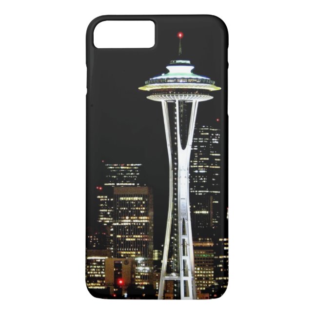 Capa Para iPhone, Case-Mate Skyline de Seattle na noite, com agulha do espaço (Verso)