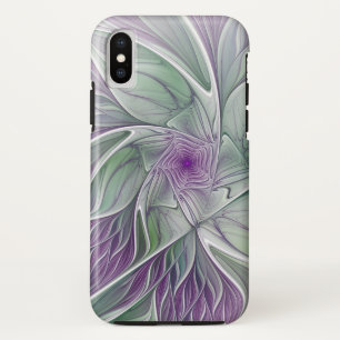 Capa Para iPhone Da Case-Mate Sonho da flor, arte verde roxa abstrata do Fractal