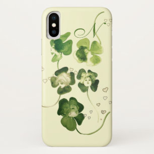 CAPA PARA iPhone X SORTE GREEN SHAMROCK LADIDIS COM MONOGRAMA DE CORA