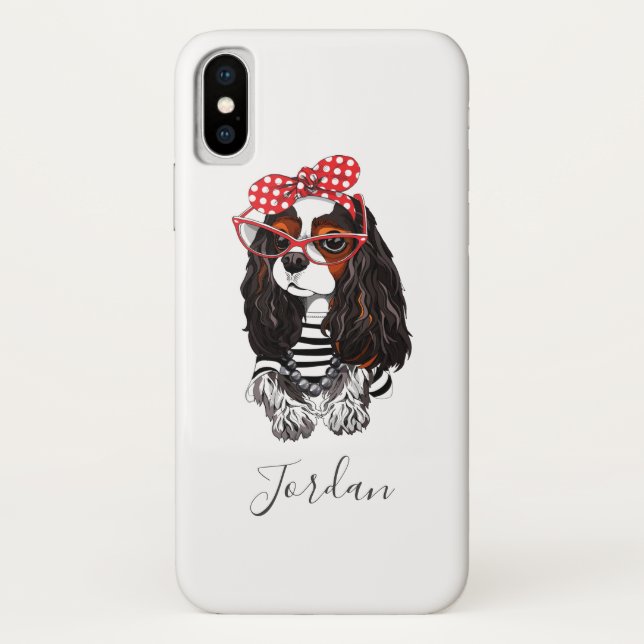 Capa Para iPhone, Case-Mate Spaniel de rei Charles descuidado de Paris com (Verso)