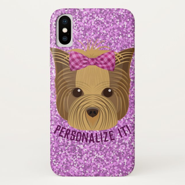 Capa Para iPhone, Case-Mate Sparkie Yorkshire Terrier Puppy Dog Glitter (Verso)