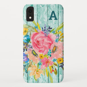 Capa Para iPhone Da Case-Mate Spray Floral de Rosa de Aquarela com Inicial