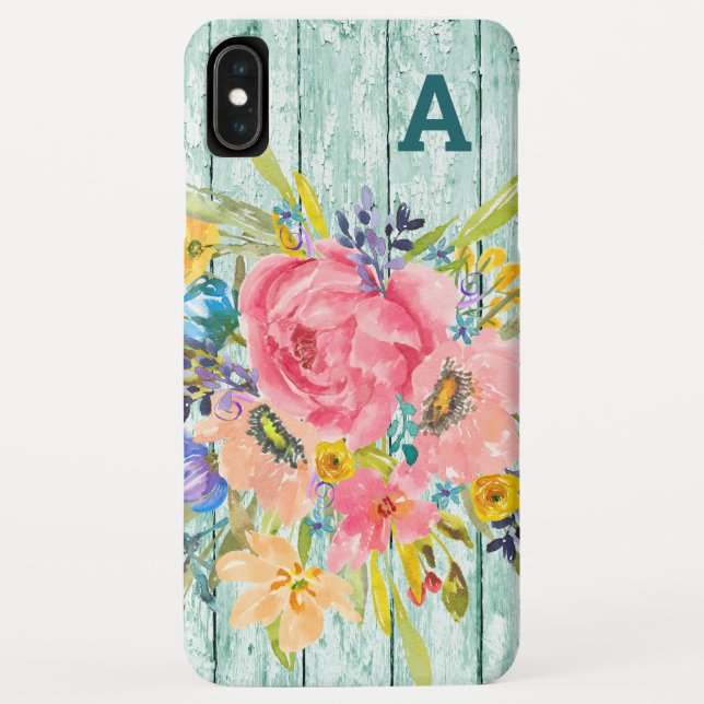 Capa Para iPhone, Case-Mate Spray Floral de Rosa de Aquarela com Inicial (Verso)