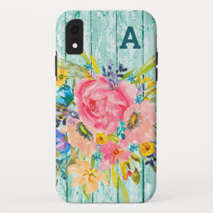 Capa Para iPhone Da Case-Mate Spray Floral de Rosa de Aquarela com Inicial