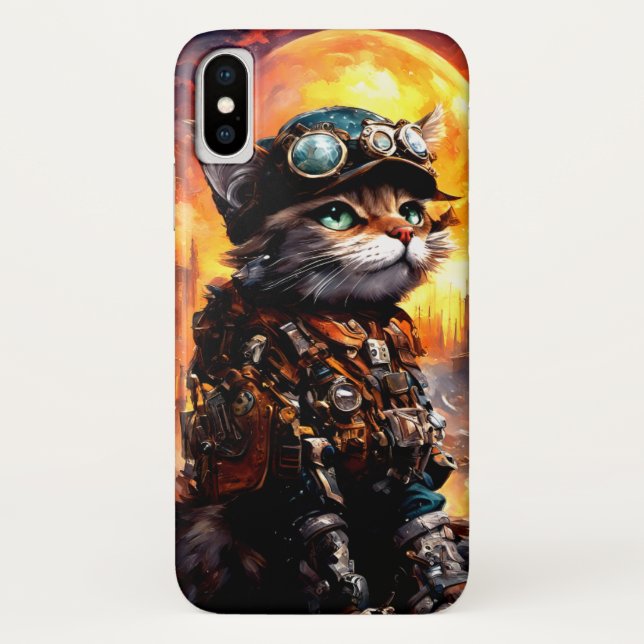 Capa Para iPhone, Case-Mate Steampunk Cat II (Verso)