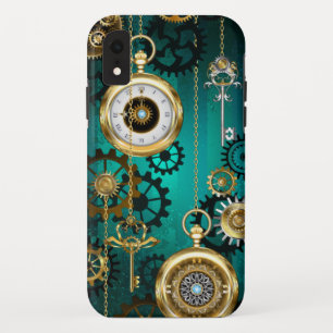 Capa Para iPhone Da Case-Mate Steampunk Jewelry Watch em um fundo verde
