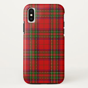 Capa Para iPhone X Stewart / Stuart tartan xadrez vermelha