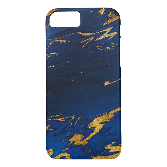 Capa Para iPhone, Case-Mate Stone Marble Cobalt Blue Dourado iPhone Samsung (Verso)